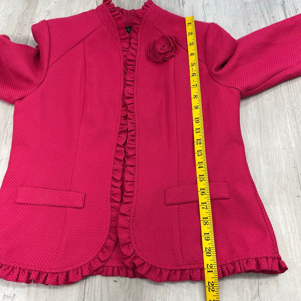 Perceptions Pink Open Front Ruffle Blazer Jacket Floral Professional Spring 8 - Picture 10 of 10